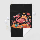 Flamingo Turkey Cute Flamingo Turkey Herfst Leaf T Golfhanddoek (Insitu)