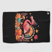 Flamingo Turkey Cute Flamingo Turkey Herfst Leaf T Golfhanddoek (Horizontaal)