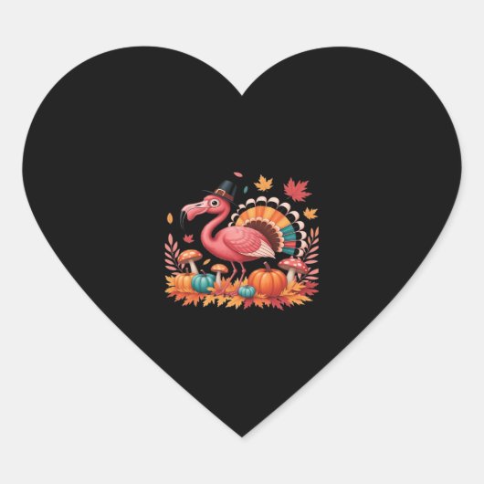 Flamingo Turkey Cute Flamingo Turkey Herfst Leaf T Hart Sticker (Voorkant)