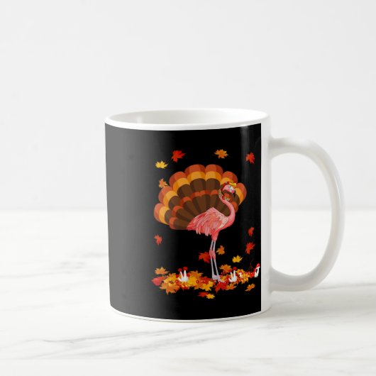 Flamingo Turkey Cute Flamingo Turkey Herfst Leaf T Koffiemok (Rechts)