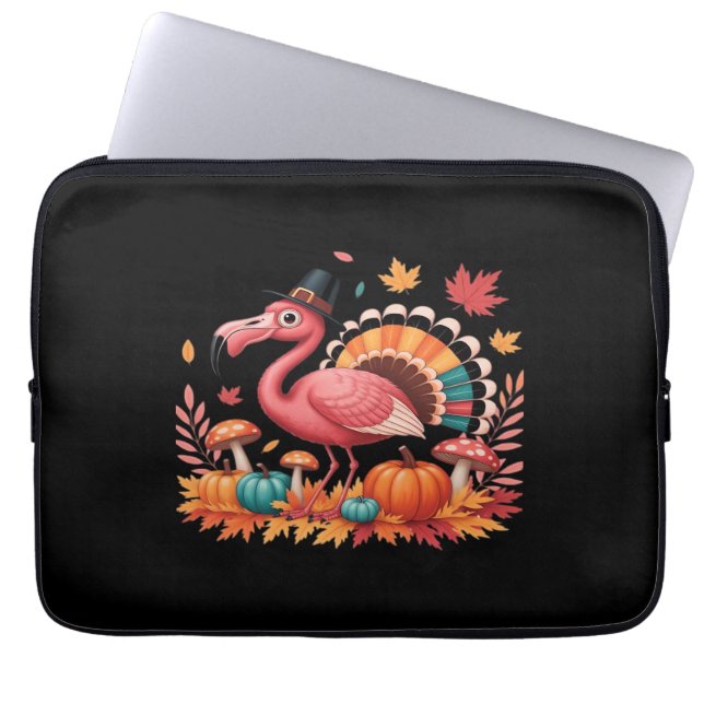 Flamingo Turkey Cute Flamingo Turkey Herfst Leaf T Laptop Sleeve (Voorkant)
