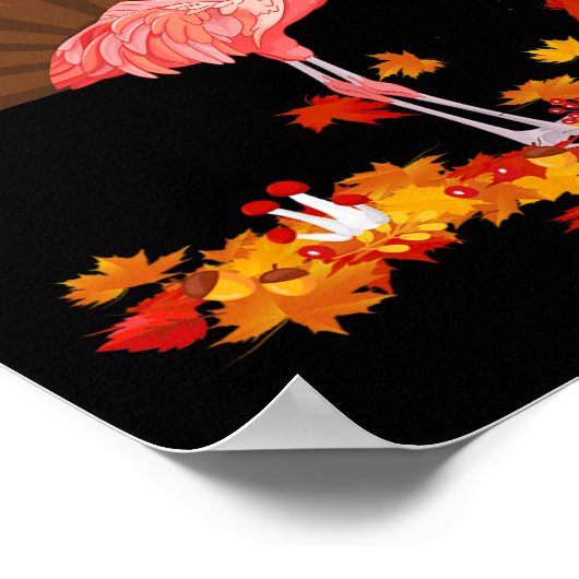 Flamingo Turkey Cute Flamingo Turkey Herfst Leaf T Poster (Hoek)
