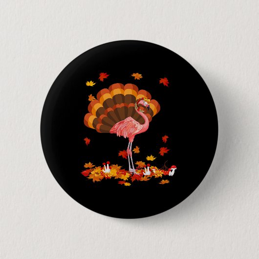 Flamingo Turkey Cute Flamingo Turkey Herfst Leaf T Ronde Button 5,7 Cm (Voorkant)