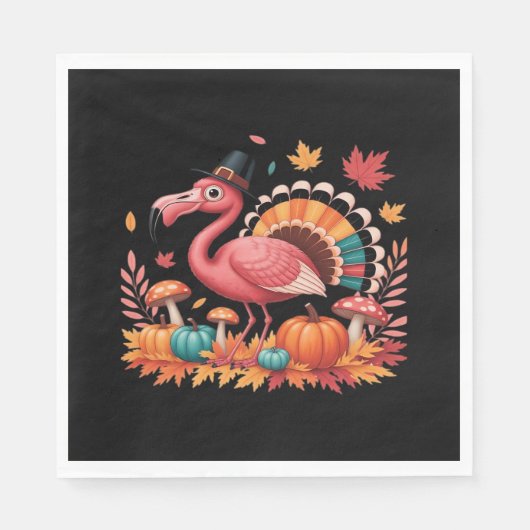 Flamingo Turkey Cute Flamingo Turkey Herfst Leaf T Servet (Voorkant)