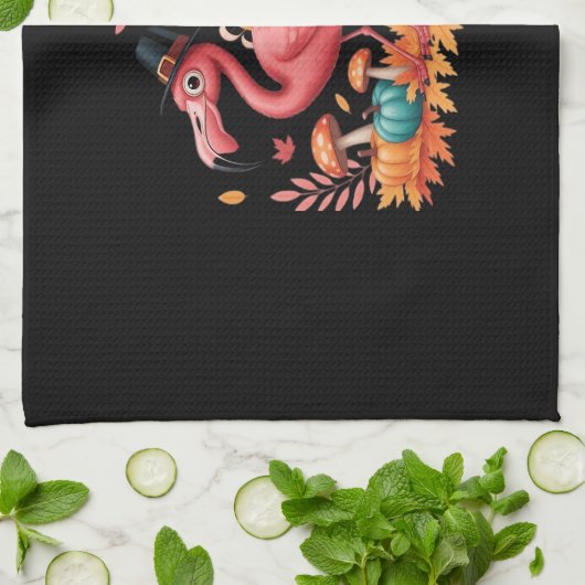 Flamingo Turkey Cute Flamingo Turkey Herfst Leaf T Theedoek (Gevouwen)