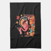 Flamingo Turkey Cute Flamingo Turkey Herfst Leaf T Theedoek (Verticaal)