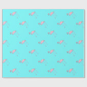 Flamingo turquoise blauw verpakkingspapier cadeaupapier (Vlak)