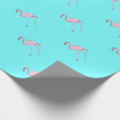 Flamingo turquoise blauw verpakkingspapier cadeaupapier (Hoek)