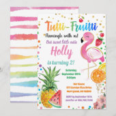 Flamingo Tutti Fruitti Girl 2e verjaardag Kaart (Voorkant / Achterkant)