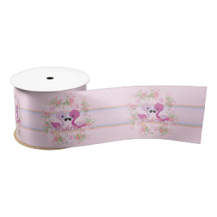 Flamingo Twins for Baby Girls Satijnen Lint