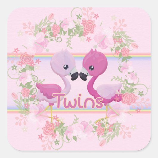 Flamingo Twins for Baby Girls Vierkante Sticker (Voorkant)