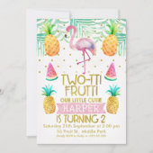 Flamingo Two-Tii Frutti 2e verjaardag Uitnodiging (Voorkant)