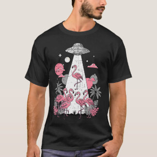 Flamingo Ufo Alien Abduction Illustration Sci-Fi A T-shirt