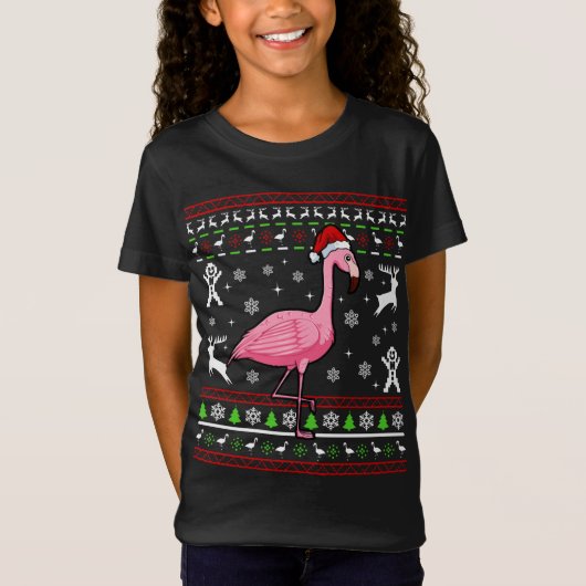 Flamingo Ugly Kerstmis Pajama Cute Bird X- T-shirt (Voorkant)