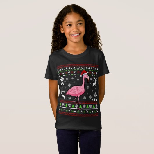 Flamingo Ugly Kerstmis Pajama Cute Bird X- T-shirt (Voorkant volledig)