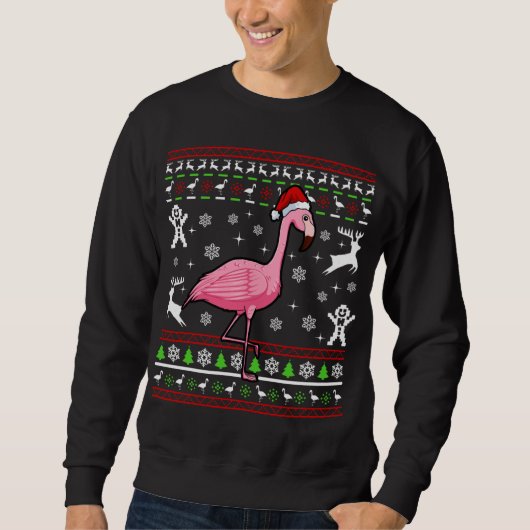 Flamingo Ugly Kerstmis Pajama Cute Bird X- Trui (Voorkant)