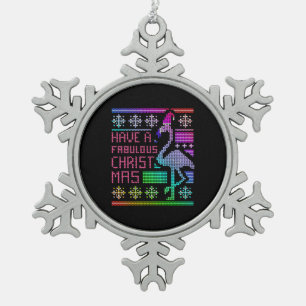 Flamingo Ugly kerstSweater Humor Fun Gezegde Tin Sneeuwvlok Ornament