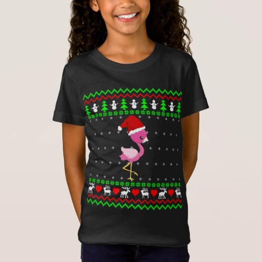Flamingo Ugly KerstSweater T-shirt (Voorkant)