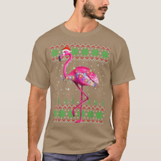 Flamingo Ugly kerstSweater Xmas Tree Lights T-shirt