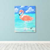 Flamingo, uitgerekt canvas 16x20 (Insitu (Houten vloer))