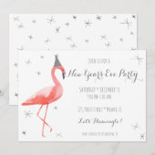 Flamingo Uitnodiging voor Fun voor nieuwjaarsfeest (Voorkant / Achterkant)