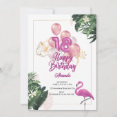 Flamingo uitnodiging voor verjaardagsfeestje, 18e (Voorkant)