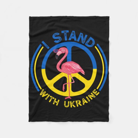 Flamingo Ukraine I Stand With Ukraine Flag Support Fleece Deken (Voorkant)