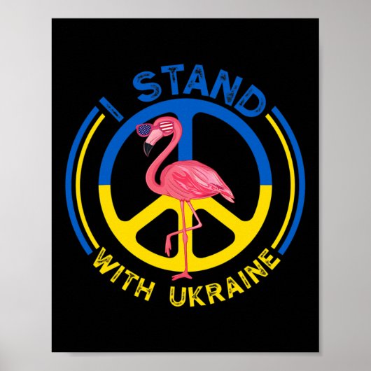 Flamingo Ukraine I Stand With Ukraine Flag Support Poster (Voorkant)