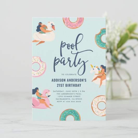 Flamingo & Unicorn Pool Party | Zomdag Kaart (Staand voorkant)