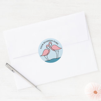 Flamingo Uw Bedrijf Logo Kunstwerk Foto & Naam Ronde Sticker