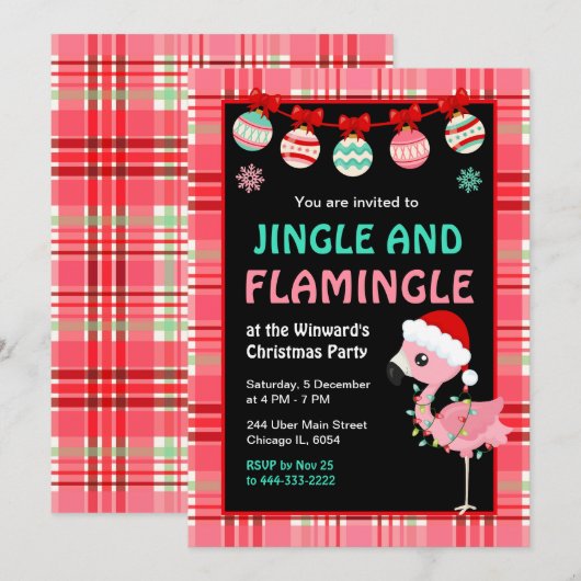 Flamingo Vakantie Kerstfeest Kaart (Voorkant / Achterkant)