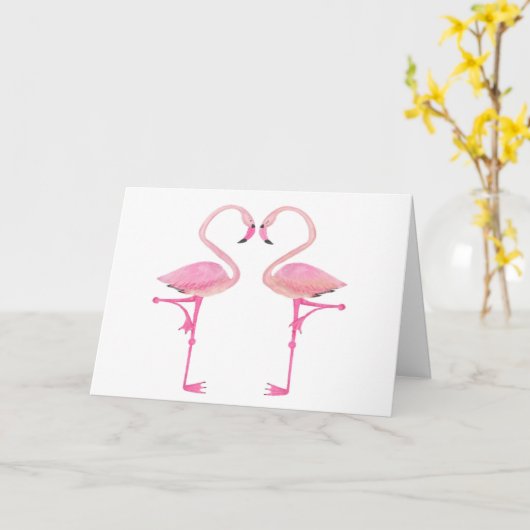 Flamingo Valentijnkaart Kaart (Gele Bloem)