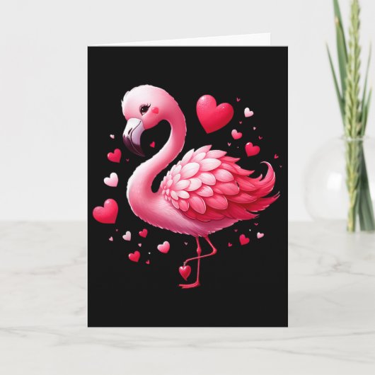 Flamingo Valentijnsharten Vogel  Kaart (Voorkant)