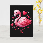 Flamingo Valentijnsharten Vogel  Kaart (Gele Bloem)