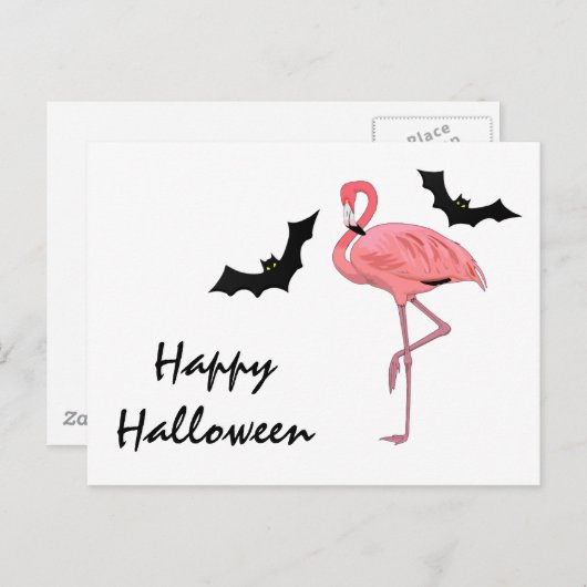 Flamingo Vampier Vleermuizen Halloween Briefkaart (Voorkant / Achterkant)