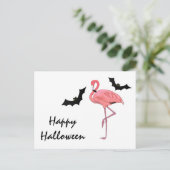 Flamingo Vampiervleermuizen Halloween Briefkaart (Staand voorkant)