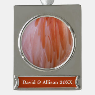 Flamingo-veren in roze tinten verzilverd banner ornament