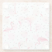 Flamingo-veren op poka-dots 2 glazen onderzetter (Achterkant)