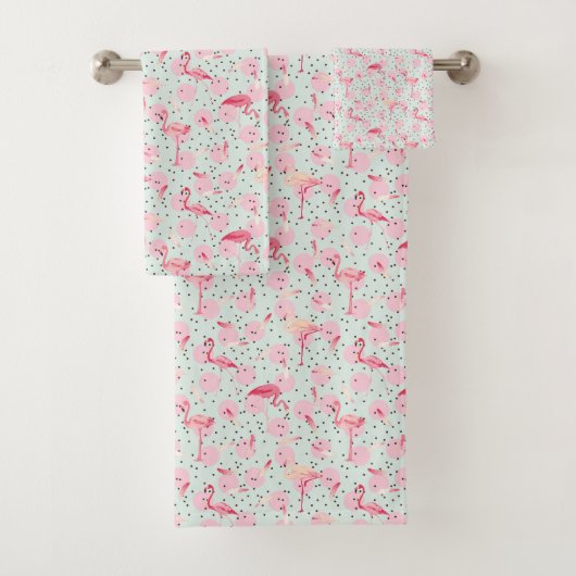 Flamingo-veren op pokadots bad handdoek (Insitu)