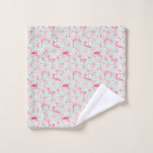 Flamingo-veren op pokadots bad handdoek (Wasdoekje)