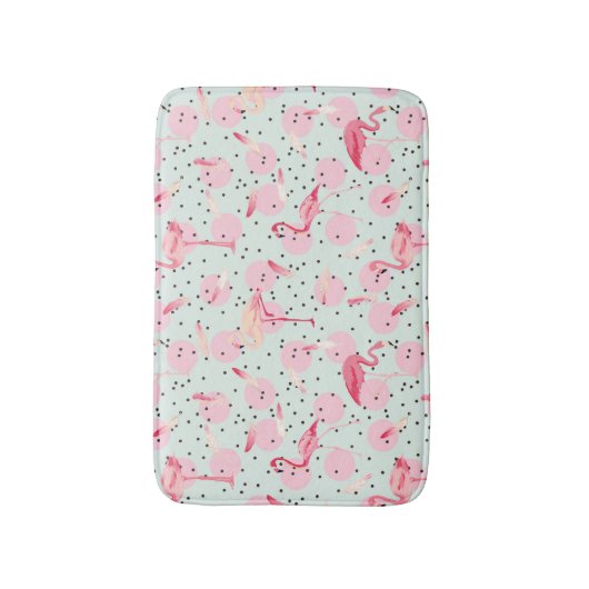 Flamingo-veren op pokadots badmat (Voorkant Verticaal)