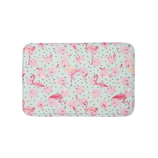 Flamingo-veren op pokadots badmat (Voorkant)
