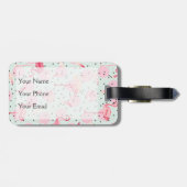 Flamingo-veren op pokadots bagagelabel (Achterkant horizontaal)