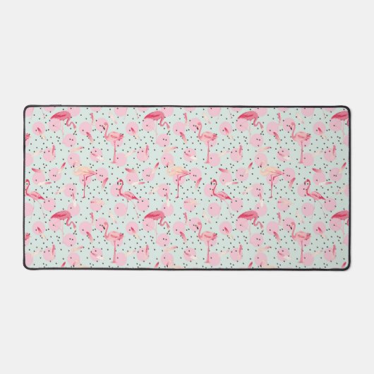 Flamingo-veren op pokadots bureaumat (Voorkant)