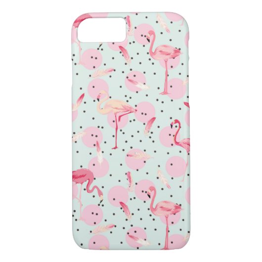 Flamingo-veren op pokadots Case-Mate iPhone case (Achterkant)