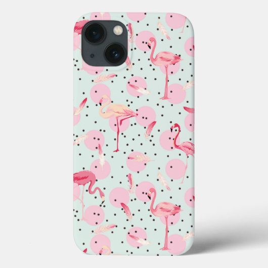 Flamingo-veren op pokadots Case-Mate iPhone case (Achterkant)