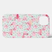 Flamingo-veren op pokadots Case-Mate iPhone case (Achterkant (horizontaal))