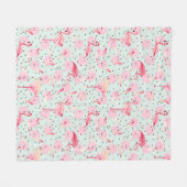 Flamingo-veren op pokadots fleece deken (Voorkant (Horizontaal))