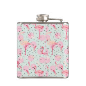 Flamingo-veren op pokadots | Jouw namen toevoegen Heupfles (Achterkant)