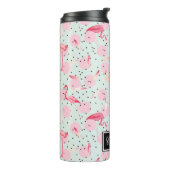 Flamingo-veren op pokadots | Jouw namen toevoegen Thermosbeker (Gedraaid links)